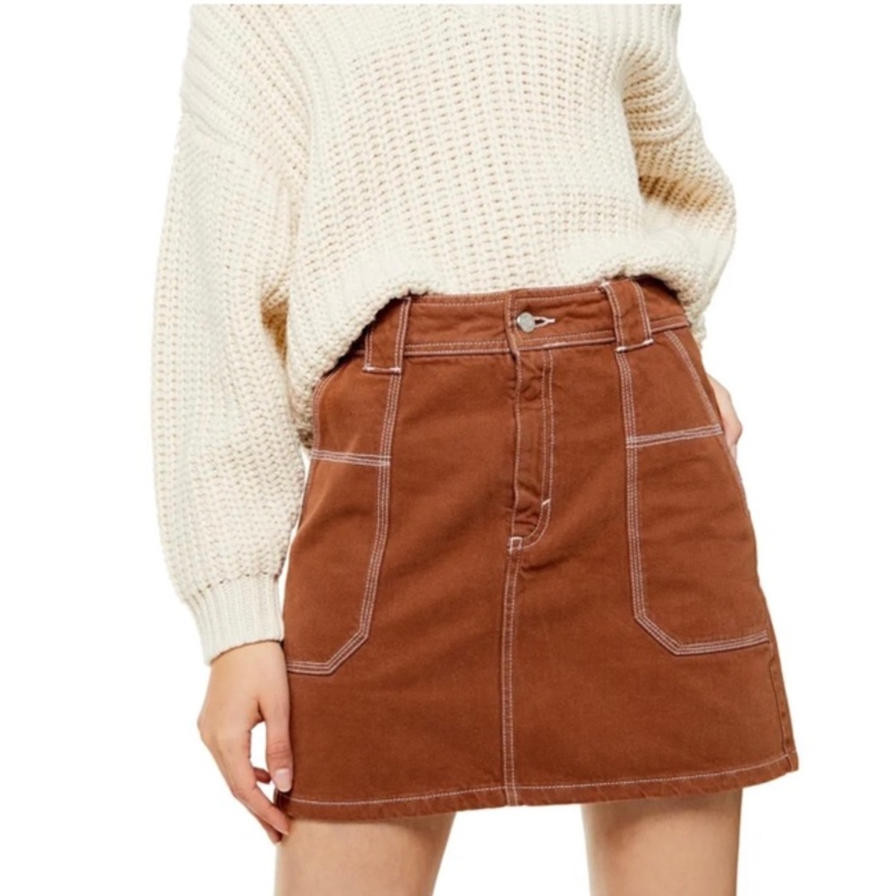 Topshop Topstitch Twill Miniskirt